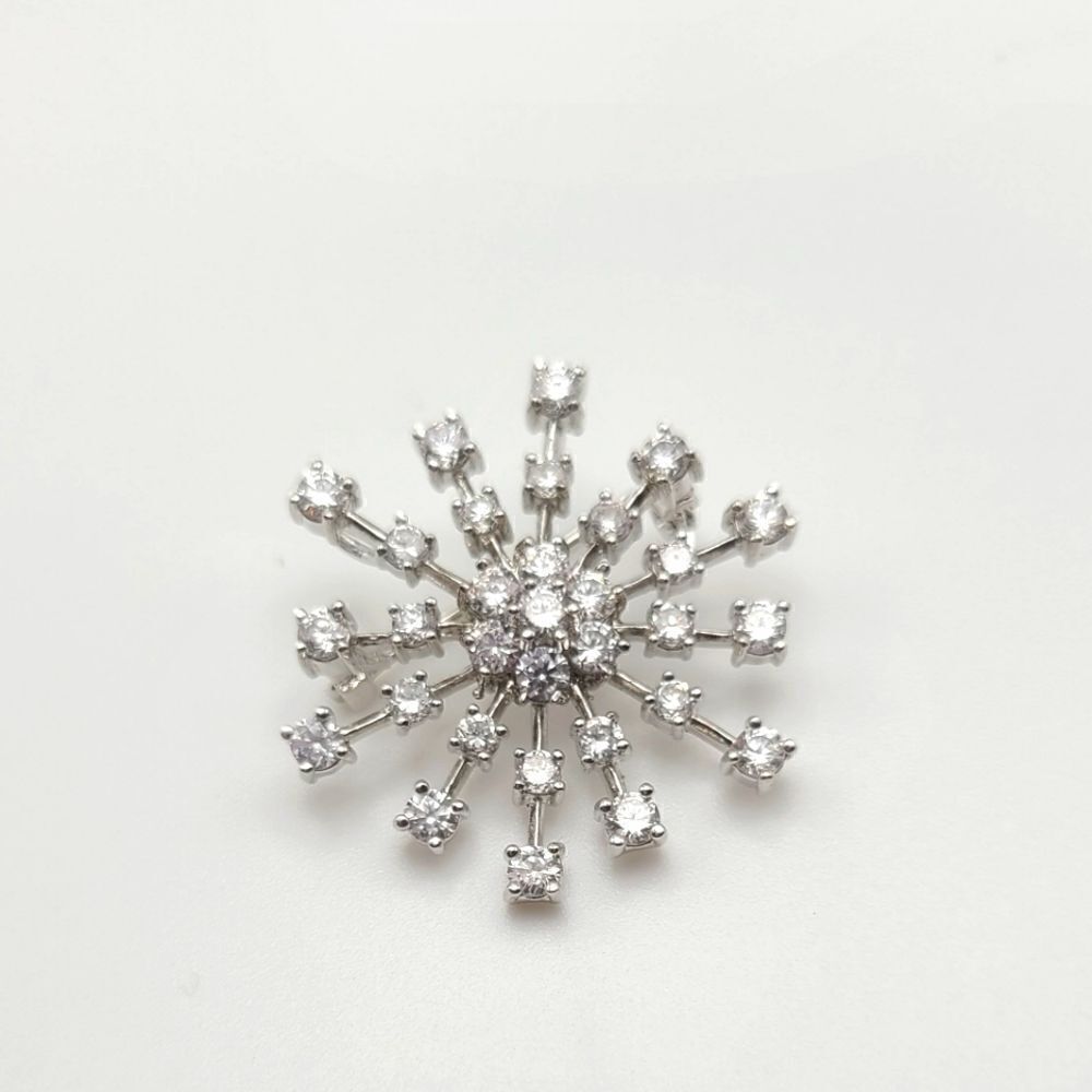 Sterling Silver Brooch Pin with clear stones possible CZ